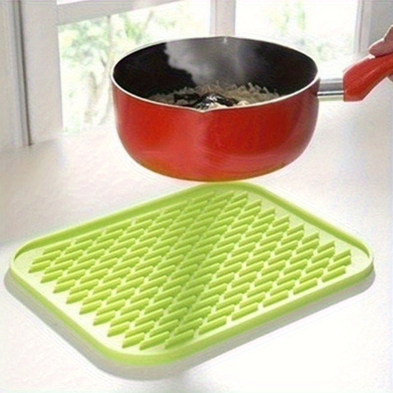 Buy 1 Get 1 Free - 2pcs Multifunctional Silicone Rectangular Trivet Mats - Heat-Resistant, Non-Slip, Easy to Clean, Space-Saving for Hot Pots, Dishes, Coasters and Table Protection