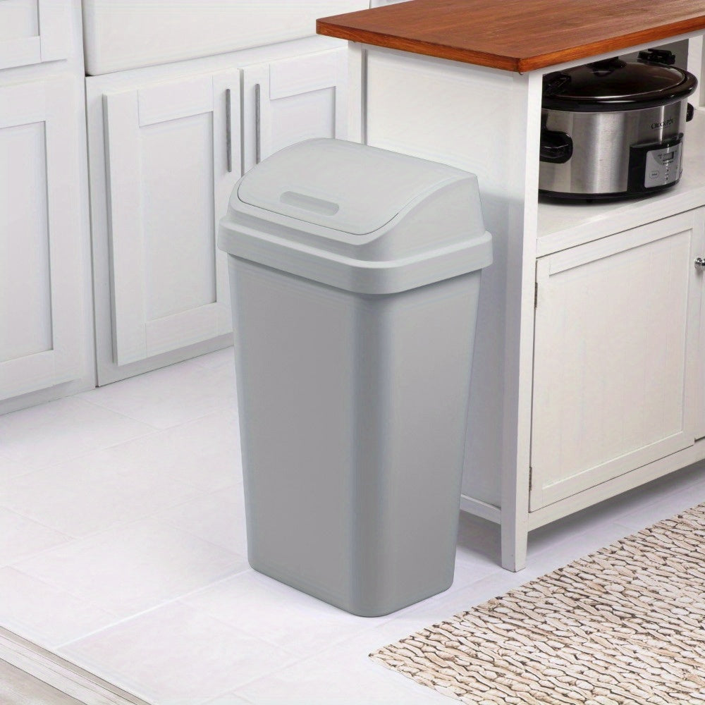 13 Gallon Large Capacity Plastic Twist Top Kitchen Trash Can - Odor-Resistant, Easy-to-Clean, Space-Saving Design - Ideal for Kitchen, Bedroom, Basement, and More