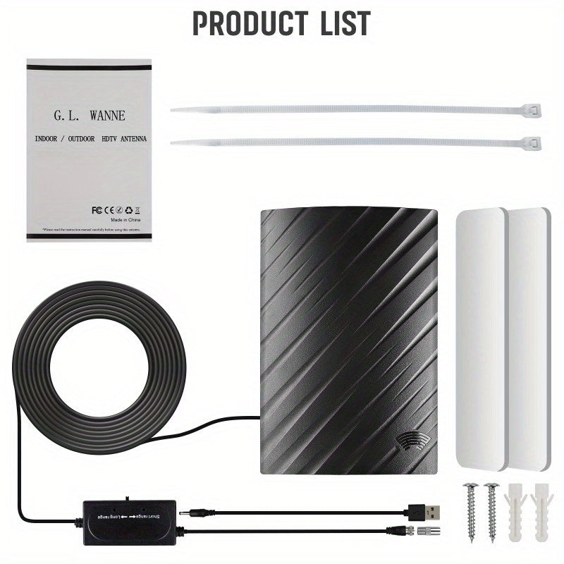 Digital HDTV Antenna - 5600 Miles Long Range, 4K 1080P, Waterproof for Outdoor & Indoor Use with Amplifier Signal Booster for Clear TV Reception