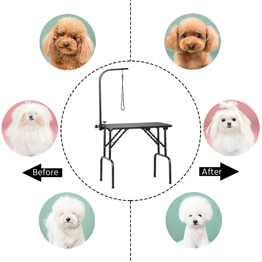 Costoffs Pet Foldable Grooming Table - Height Adjustable Arm, Folding Legs, Ideal for Dog and Cat Trimming at Home or Professional Pet Stores