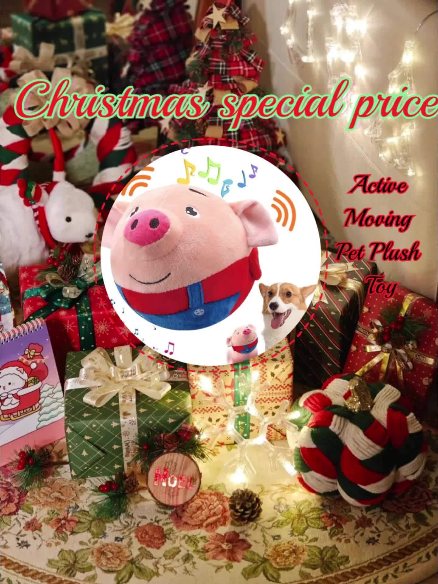 Small USB Interactive Cartoon Pig Plush - Washable Sound Electronic Moving Pet Toy, Active Bouncing Balls for Dogs