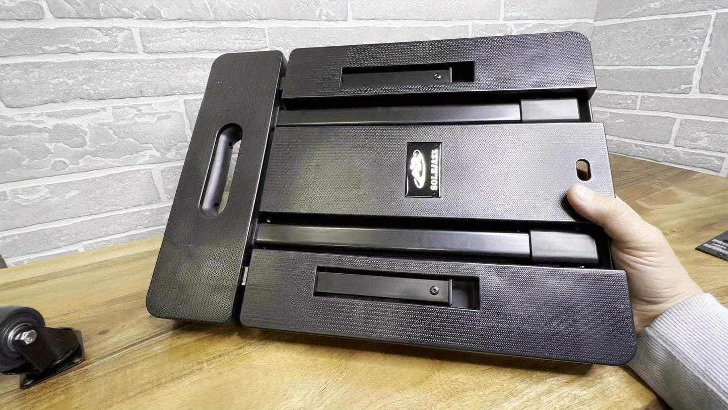 Spacekeeper Folding Hand Truck – 500 LB Heavy Duty Utility Dolly with 6 Wheels & 2 Elastic Ropes for Luggage, Moving, Shopping, Office Use (Black)