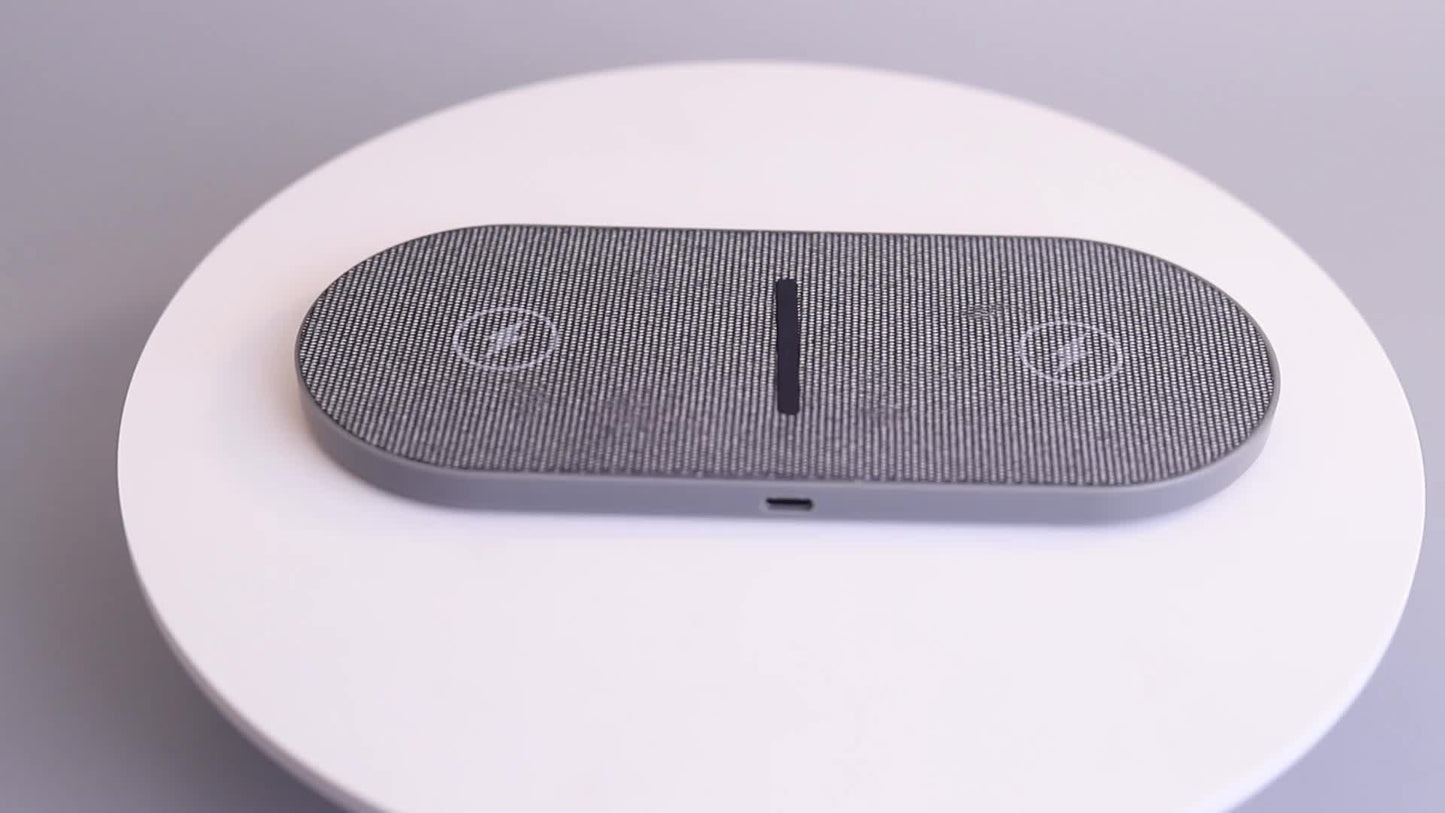 Dual Wireless Charger Pad 2 in 1 – Fast Charging Mat for iPhone 15/14/13/12/11, AirPods 3/2/Pro, Samsung Galaxy S23/S22/S21 & Note, Galaxy Buds