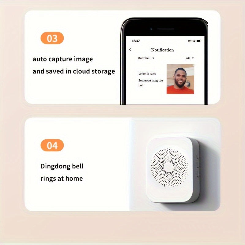 Wireless Doorbell Camera – HD Night Vision, WiFi Rechargeable Security Doorbell with Two-Way Calls, Photo, Recording, APP Control, Voice Change ( White )