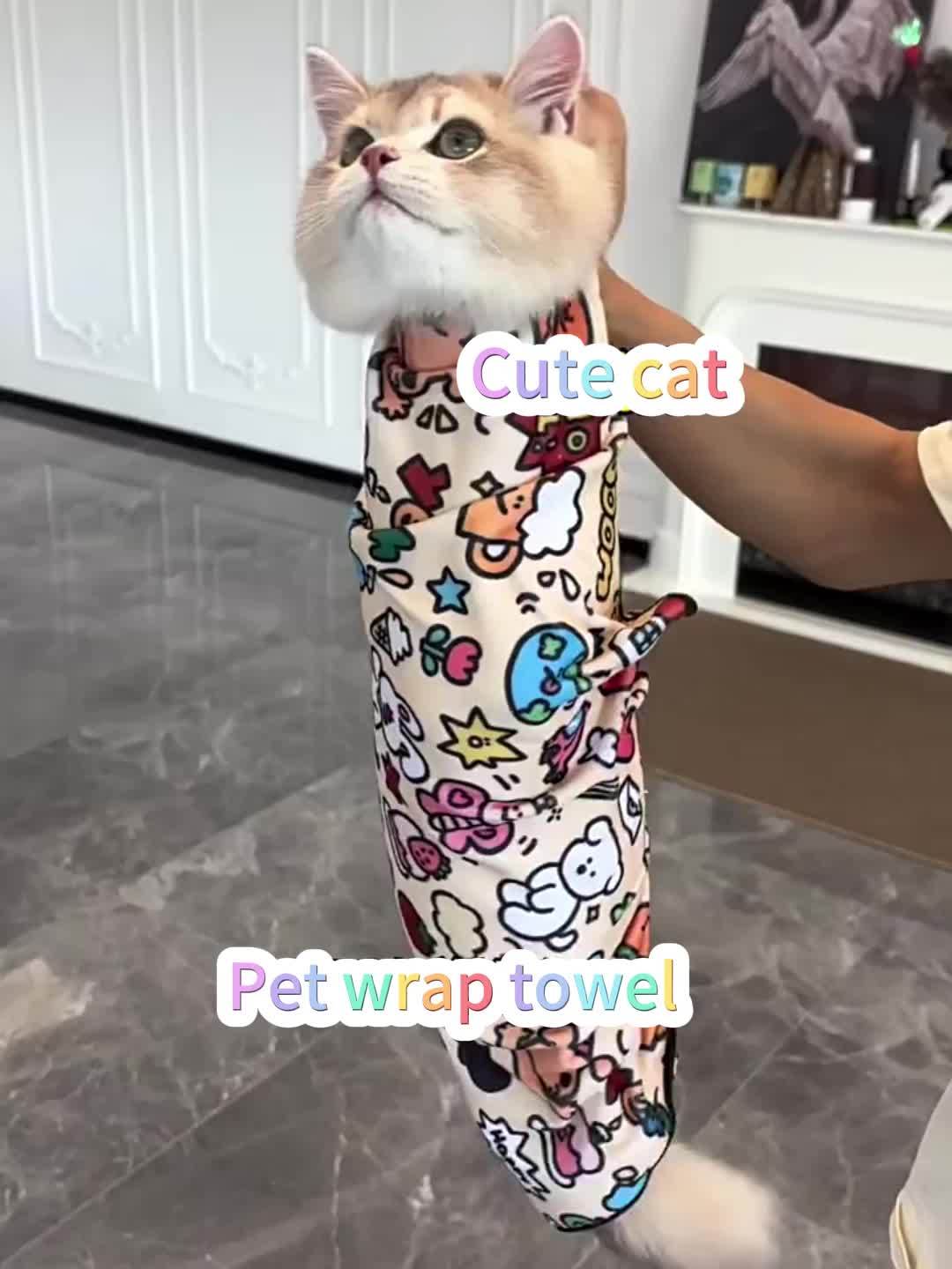 Chatoll Cat Grooming Wrap: Soft, Scratch-Resistant Polyester Pet Protection Sleeve for Easy Medication and Cleaning