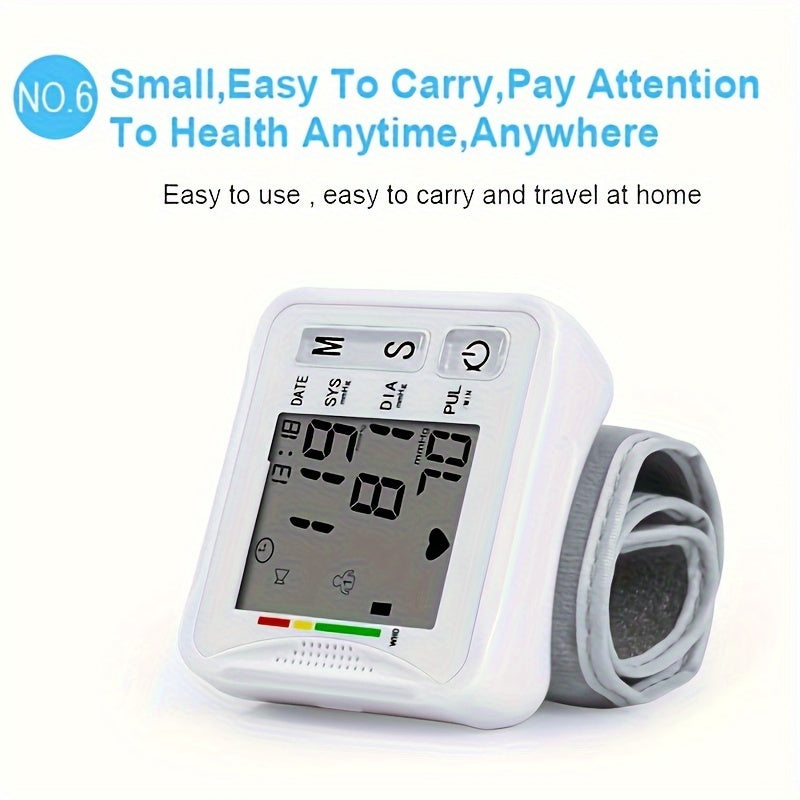 Taikon W01 Digital Blood Pressure Monitor - LCD Display, Battery-Powered, Adjustable Wrist Cuff, Irregular Heartbeat Detection - Medical Device, No Batteries Included