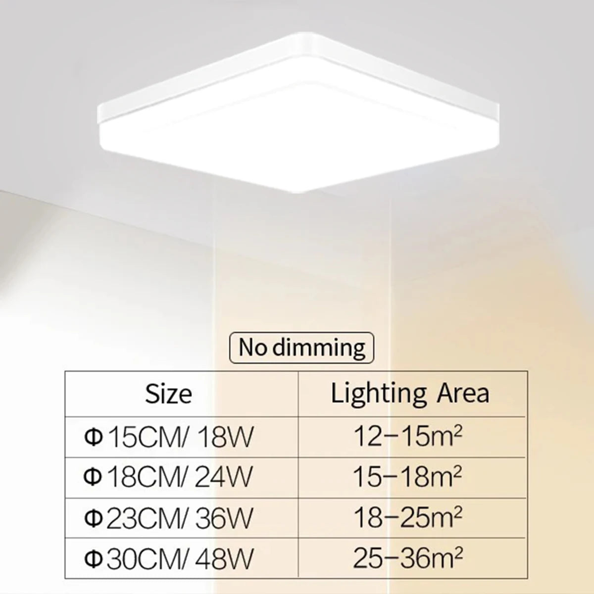 IRALAN Square LED Ceiling Light: Neutral White, Cool White, Warm White - 48W, 36W, 24W, 18W Bedroom Light