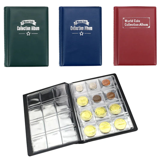 NICEYARD PU Leather Coins Collection Album - 120/60 Pockets Money Organizer Storage Book with PVC Film