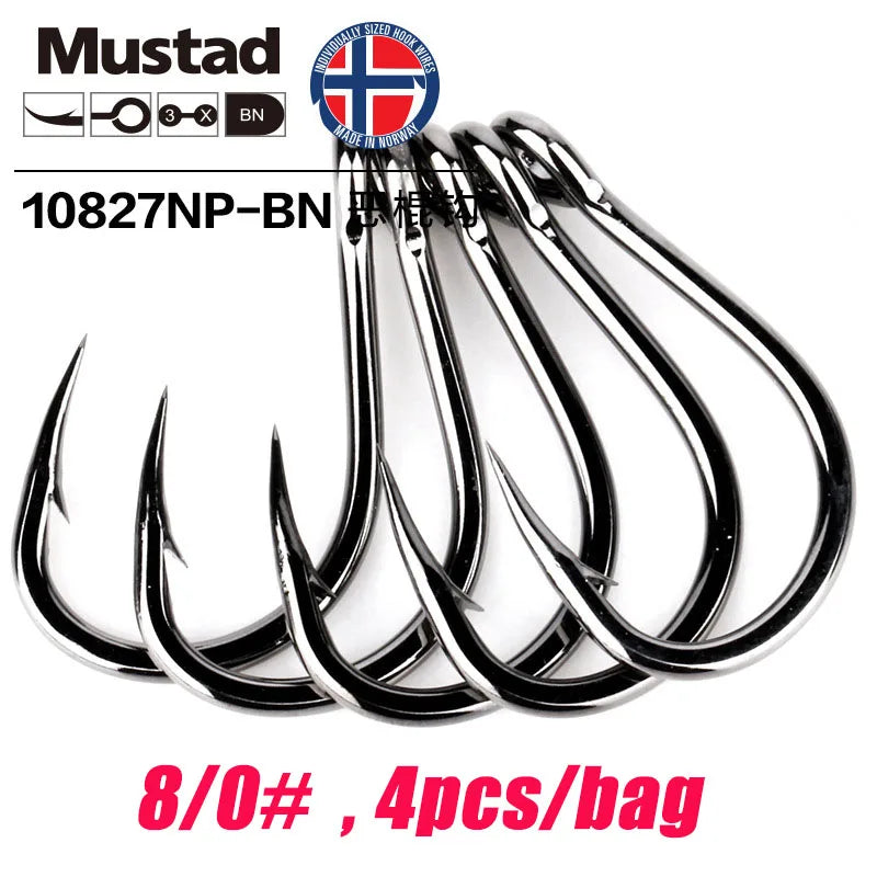 Mustad Norway Sea Fishing Hooks – Super Strong Big Circle Hooks, Sizes 1#-12/0# 10827NP-BN