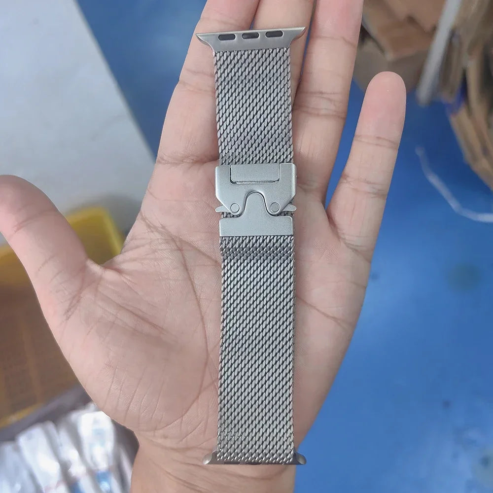 Titanium Band for Apple Watch Ultra 2 (49mm) – Milanese Loop with Secure Parachute Buckle, Compatible with Series 5-10
