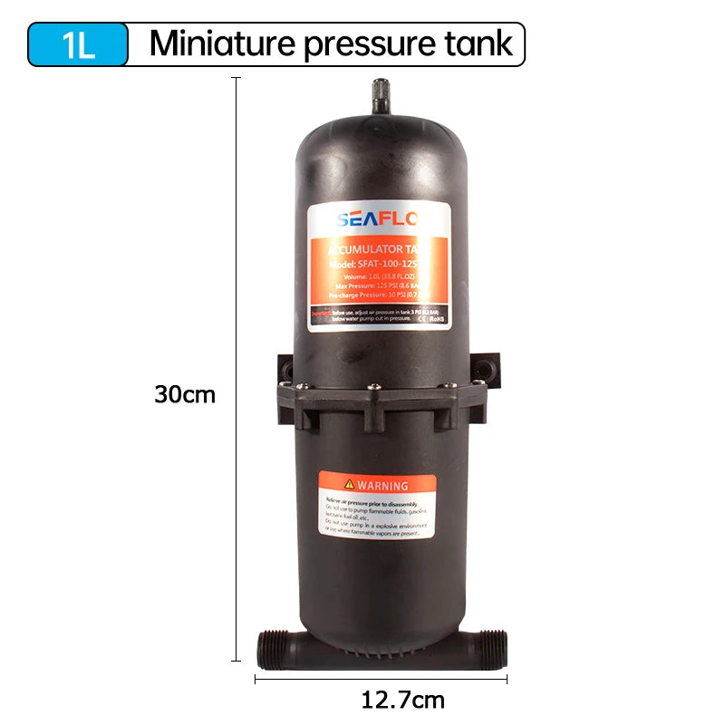 0.75L 1L 125PSI Pre-Pressurized Accumulator Tank – Water Pressure Storage Vessel for Pump Flow Control
