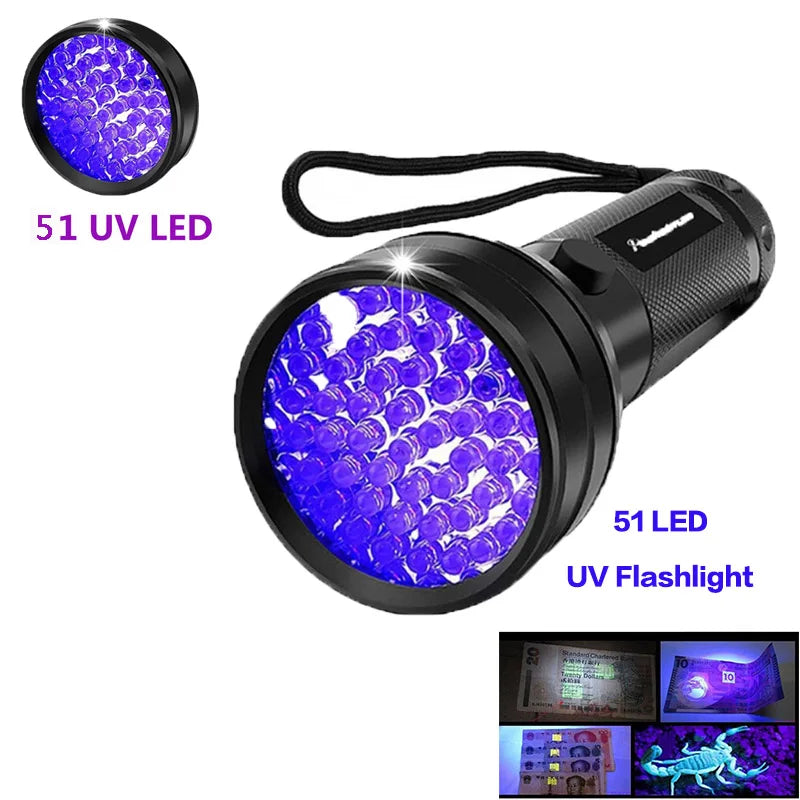 100 LED UV Flashlight 395NM – Black Light Torch for Dog Urine, Pet Stains & Bed Bug Detection