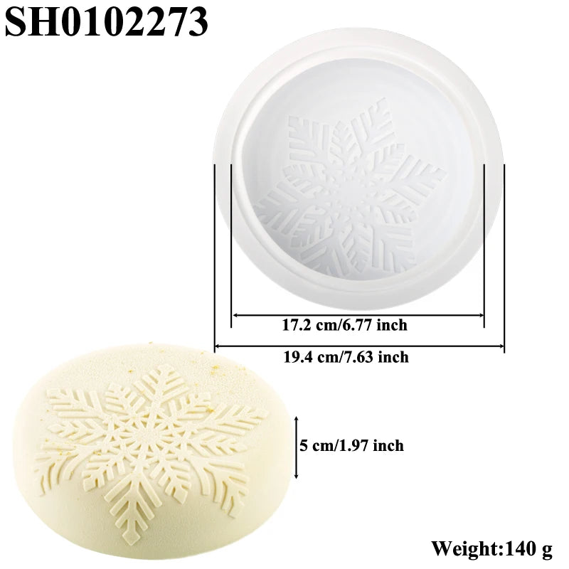 Christmas Snowflake Silicone Cake Mold – Cylindrical French Mousse Dessert Baking Tool for Holiday Bakeware