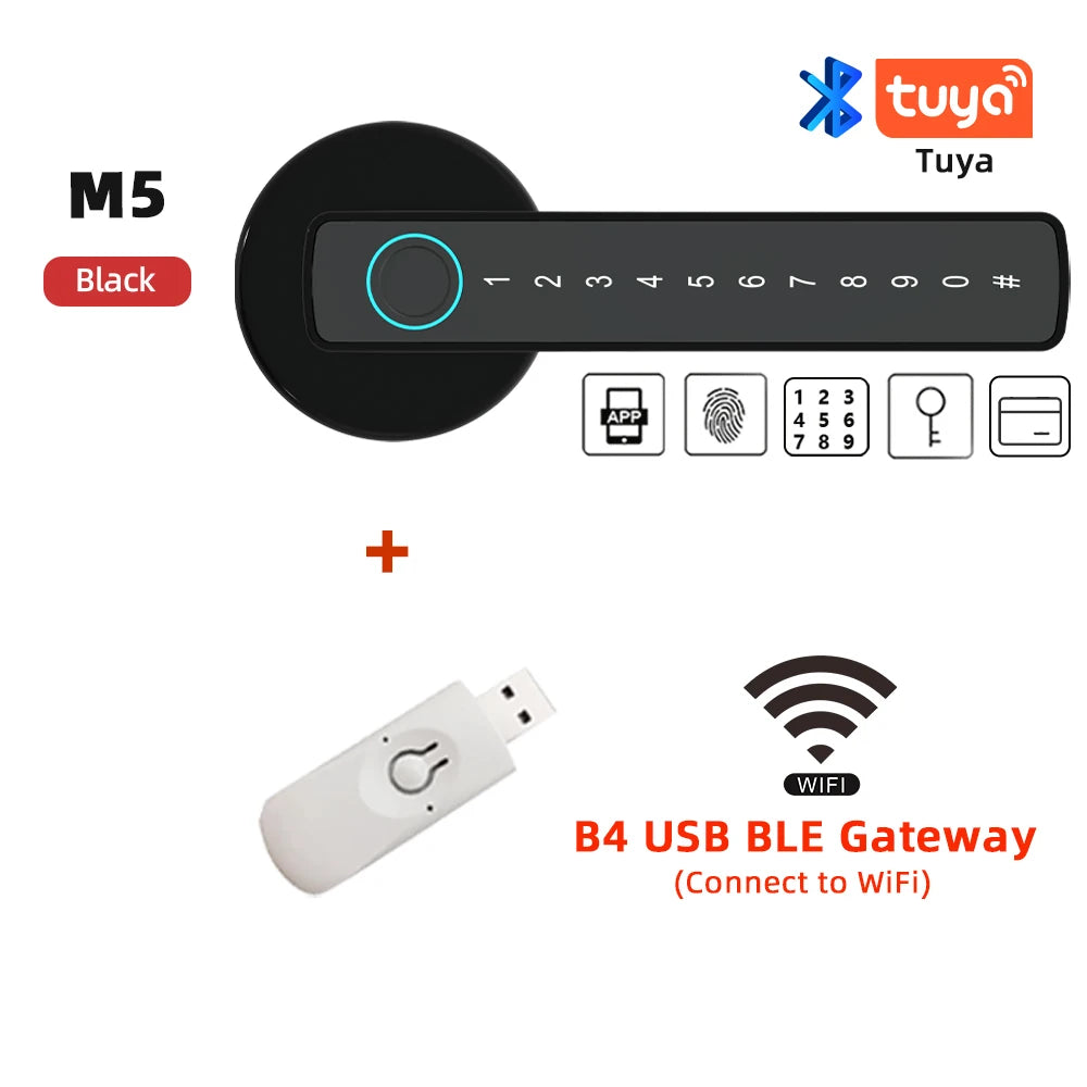 RAYKUBE Tuya BLE Fingerprint Digital Door Lock – Password, Key, IC Card & Smartlife App Unlock