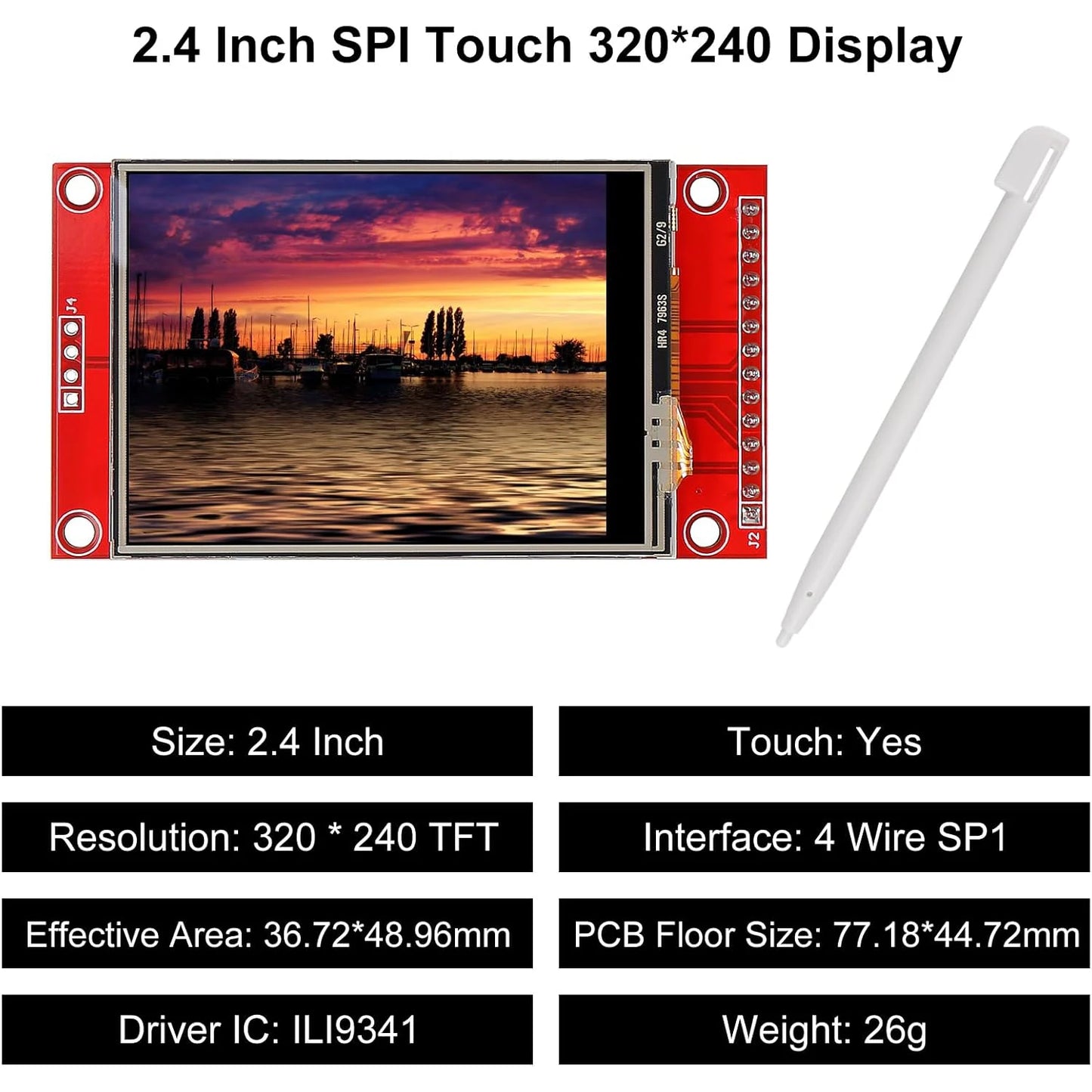 2.4" SPI TFT LCD Touch Screen – ILI9341 240x320 Display Module for STM32, 5V/3.3V SPI Serial Interface