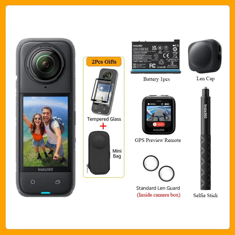 Insta360 X4 8K Waterproof 360 Action Camera – 2290mAh Battery, 2.5'' Touchscreen, 4K Wide-Angle Video