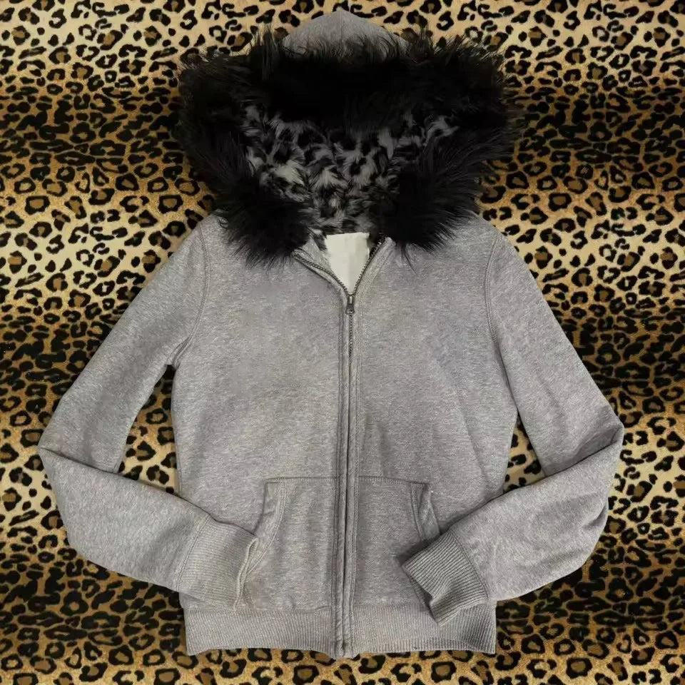 Streetwear Y2K Zip-Up Hoodie – Oversized Grunge Goth Graphic Print Retro Punk Hip Hop Sweatshirt