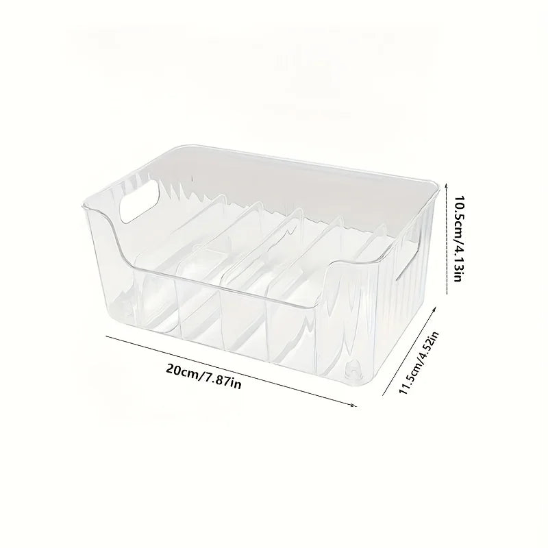 Clear Plastic Seasoning Storage Box – Adjustable Divider Kitchen Organizer for Spices, Snacks & Small Items