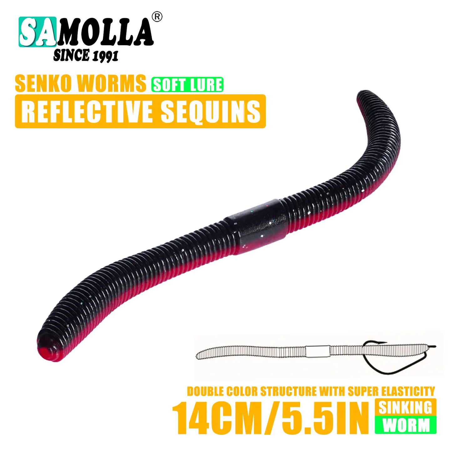 Soft Bait Senko Worms – 10cm/14cm, 10-15pcs Bag Wacky Stick Fishing Lures for Bass & All Fish