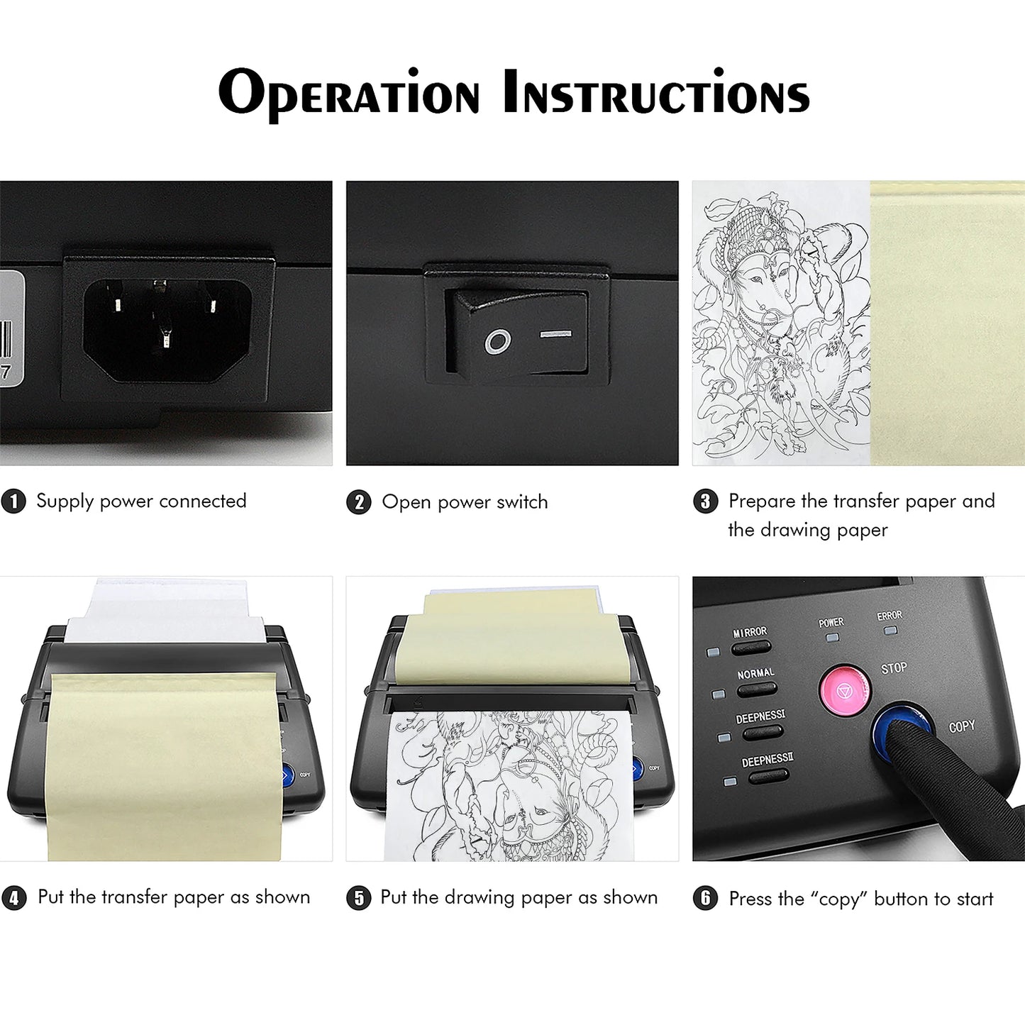 Tattoo Transfer Machine - Stencil Copier Printer, Thermal Drawing Tool for Tattoo Photos & Transfer Paper for Beginners