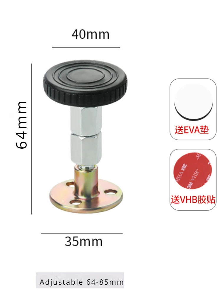 Adjustable Threaded Bed Shock Mount | Furniture & Cabinet Stabilizers | Self-Adhesive Headboard Stoppers