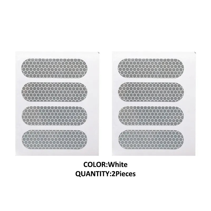 High Visibility Retro Reflective Stripes Stickers for Motorcycle Helmet - 2 Sheets with 4pcs White Reflectors, 7cm x 2cm Each - Safety Warning Mark