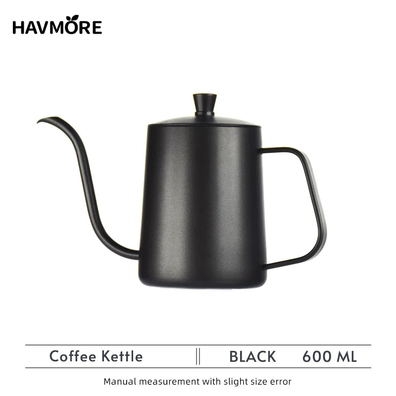 304 Stainless Steel 600ml Gooseneck Kettle — Long Spout Espresso Coffee Maker Teapot for Barista Tools