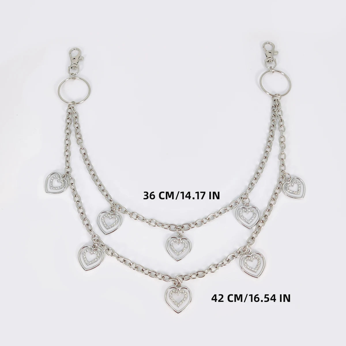 Unisex Jeans Pants Chain Belts - Punk Metal Crescent Geometric Bag Chain, Hip Hop Hipster Keychain for Men & Women