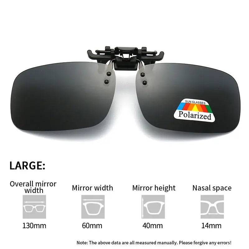 Polarized Clip Sunglasses 2Pcs Set: Myopia Glasses Clip for Driving Fishing Night Vision, Clip-on Sun Shading Eyeglasses
