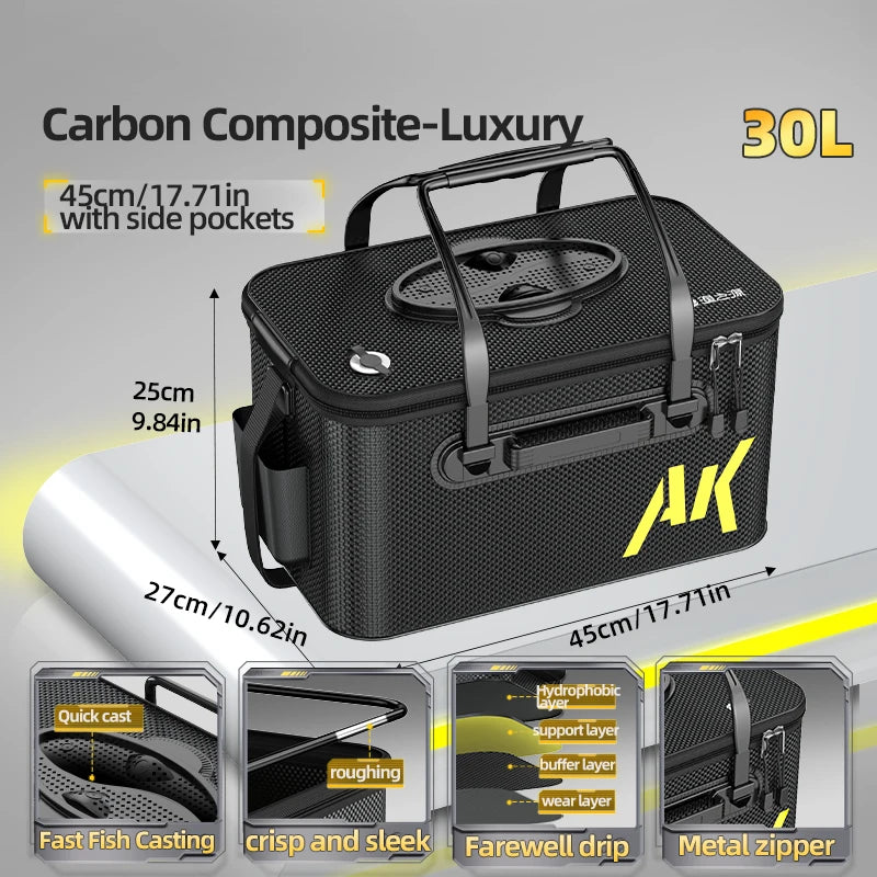 YUZHIYUAN Foldable Fishing Container – Portable Live Fish Bucket with Large Capacity EVA Water Bucket