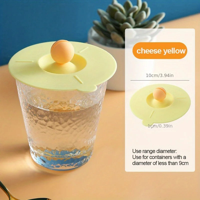 Round Heat-Resistant Silicone Cup Lid — Non-Toxic Universal Water & Coffee Mug Cover with Anti-Dust Seal and Spoon Holder