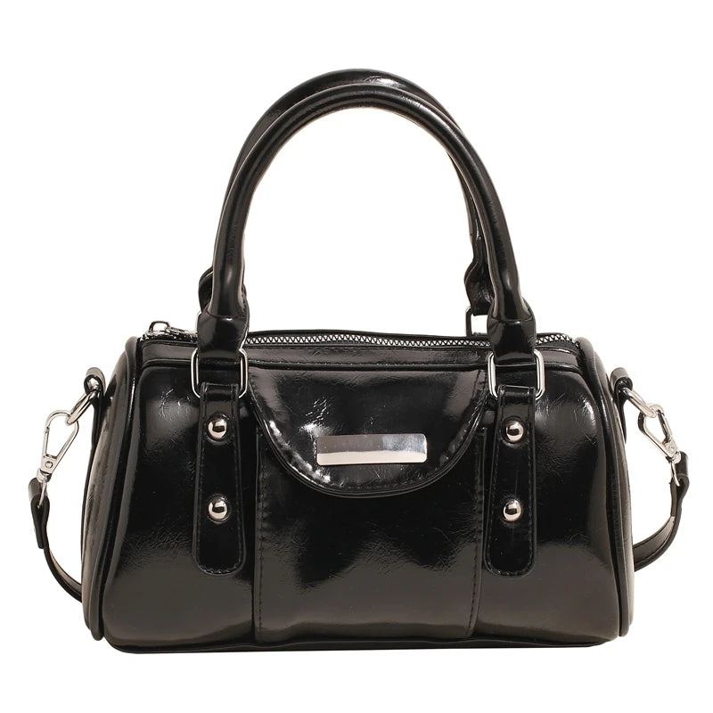 Burgundy Mini Top-Handle Bag for Women — PU Leather Shoulder & Crossbody Handbag 2024 Luxury Designer