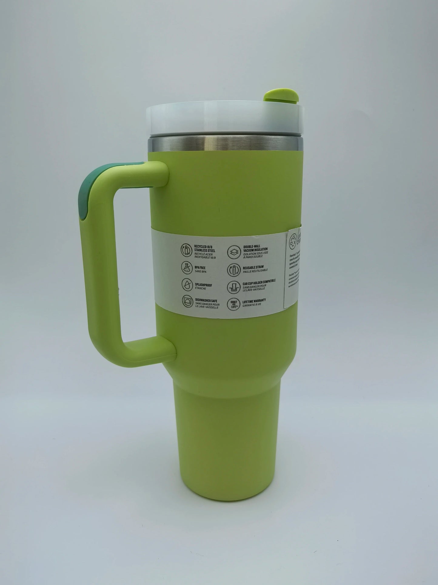 40oz Insulated Stainless Steel Tumbler — Travel Cup with Handle, Straw & Cup Holder, BPA-Free