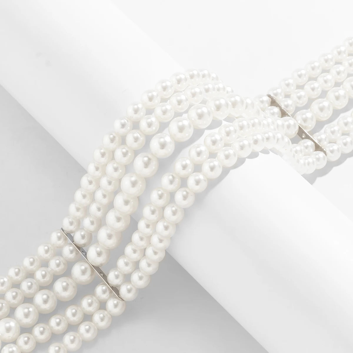 Vintage Imitation Pearl Multi-Layer Necklace – Elegant Oval Beads Choker Collar for Women, Chain Jewelry Accessories, Party Gift