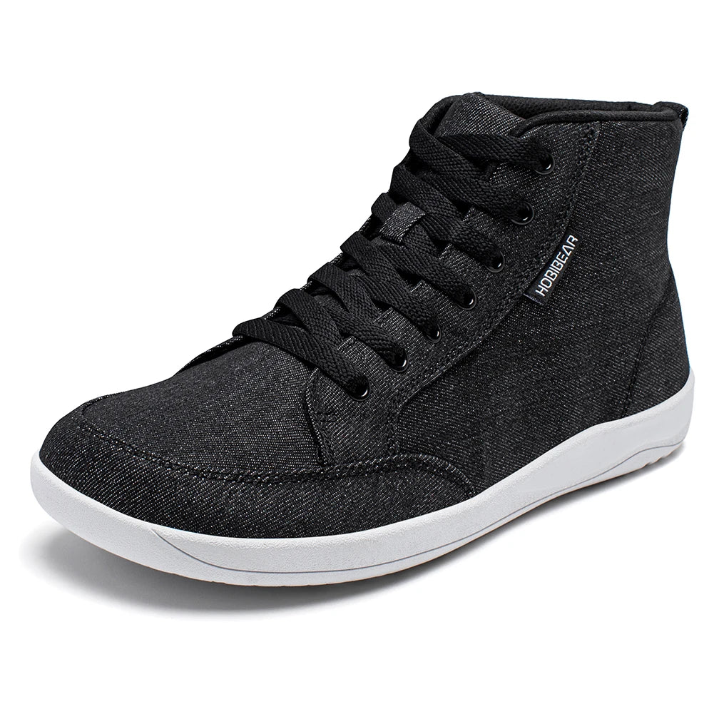 HOBIBEAR Mid-Top Barefoot Shoes – Unisex Wide Toe Canvas Sneakers for Walking & Outdoor