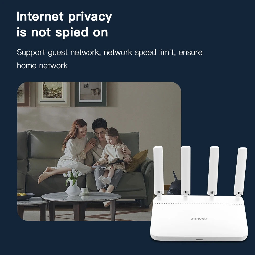 Fenvi AX1800 WiFi 6 Router - Dual Band 2.4G & 5GHz Gigabit Wireless Router with MU-MIMO and 4 Antennas for Strong Signal Amplification