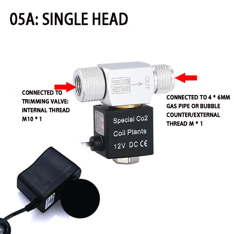 ZRDR Aquarium CO2 Solenoid Valve Regulator – 110V-220V Electric Magnetic Valve for Fish Tanks, Low Temperature, EU/US DC12V