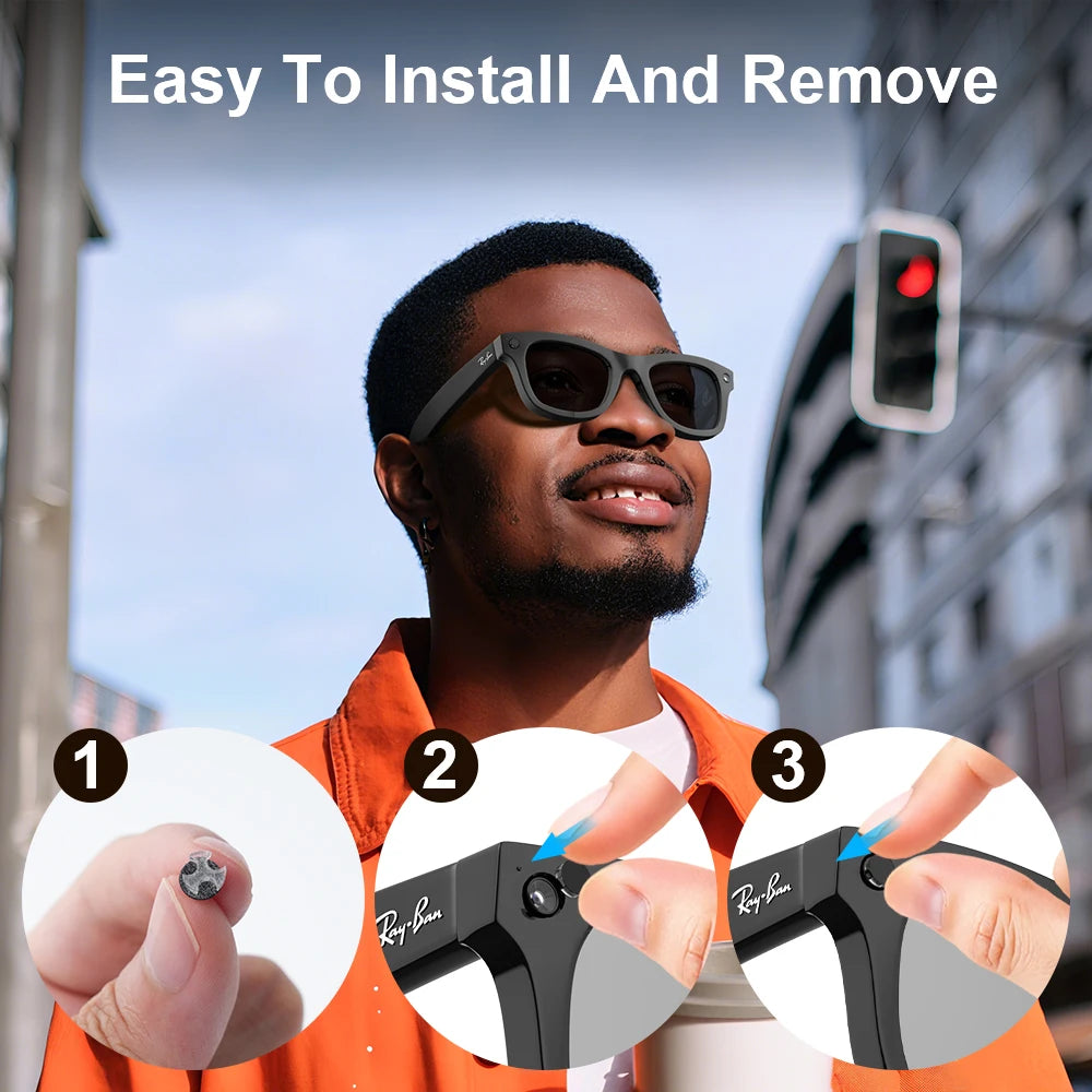 HIBLOKS AI Smart Glasses Shading Sticker — Compatible with Ray-Ban Meta Wayfarer RW4008/RW4006, Skyler RW4010, RW4009/RW4009F, Video Recording Accessory