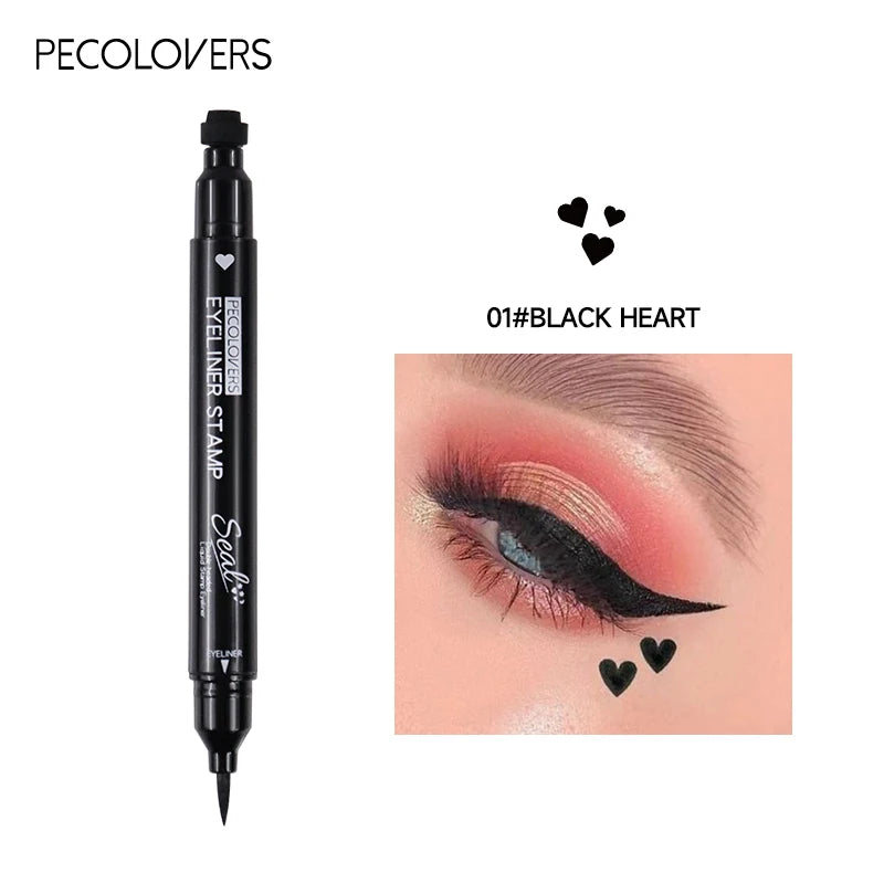 2-in-1 Black Liquid Eyeliner – Double-Head Moon Stamp Pencil, Quick-Dry Non-Smudge Long-Lasting Eye Makeup