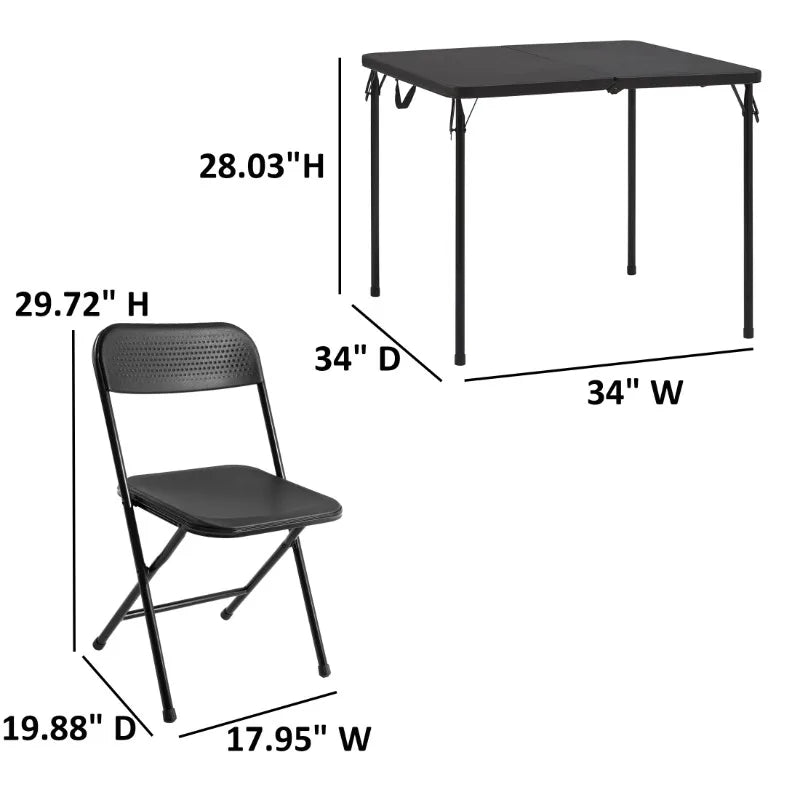Mainstays 5-Piece Folding Table and Chair Set – Black Resin Card Table with 4 Foldable Chairs