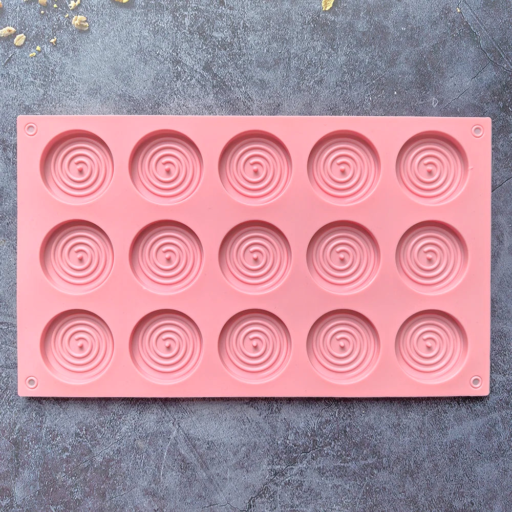 15-Hole Spiral Silicone Mold – Non-Stick Baking Tray for Mousse Cakes, Ice Cream, Pudding, Brownies, Gummies & Jelly Desserts