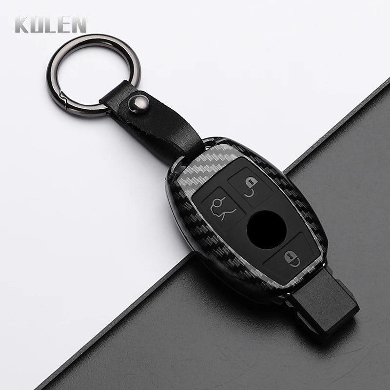 ABS Carbon Fiber Car Key Case Cover – Compatible with Mercedes Benz W204/W205/W212/W213/W176/W177/W219 A/B/C/E/S/GLC/CLA/AMG Fob