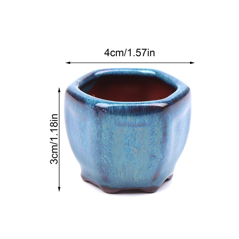 Mini Chinese Style Ceramic Bonsai Pot – Breathable Succulent Planter with Drainage Holes for Home