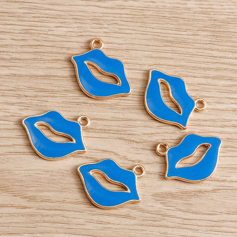 10PCS Cute Enamel Lips & Lipstick Charms – Pendants for Jewelry Making, Earrings, Necklaces & Bracelets DIY Crafts
