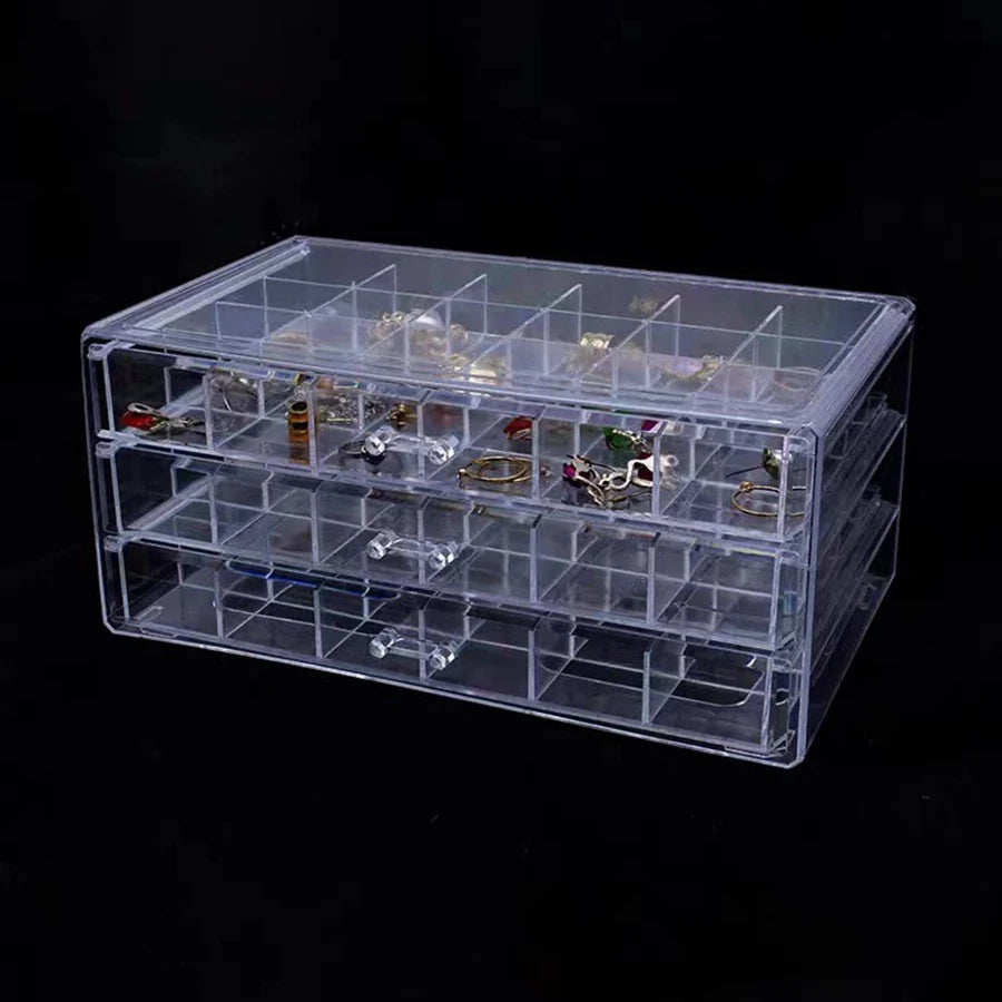 Jewelry Storage Box – Transparent PS, Available in Brown, Gray, Pink Colors
