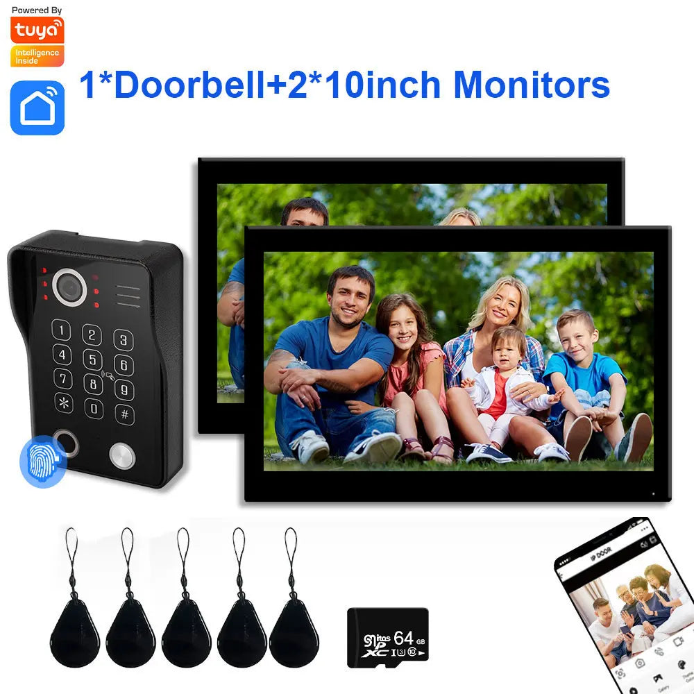 Fingerprint 5-in-1 WiFi Video Doorbell — Tuya Smart 1080P Touch Intercom System for Home Security