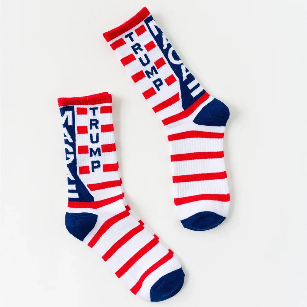 2024 President Donald Trump Socks – Unisex Funny Print Casual Crew Socks, 3D Fake Hair Design, Hot Sale Hip Hop Style