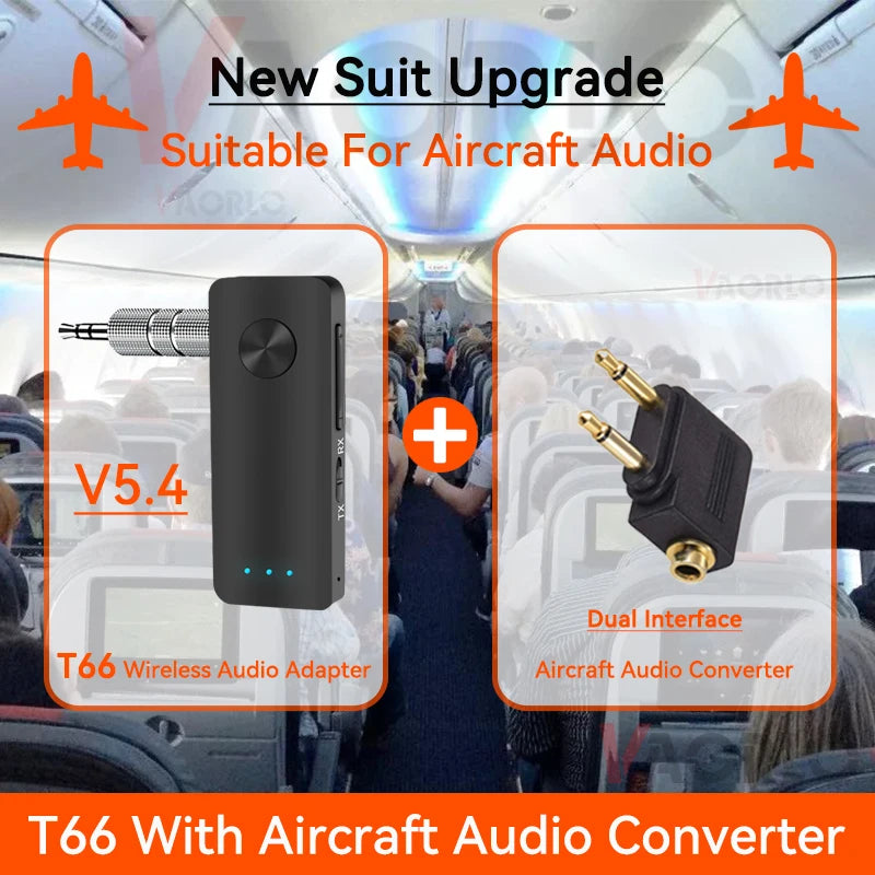 2 in 1 Bluetooth 5.4 Audio Receiver & Transmitter – HiFi Stereo Wireless Adapter with Mic & 3.5mm AUX for Car, Airplane, TV, PC, Speaker