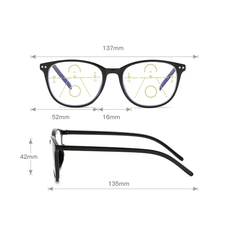 3-in-1 Progressive Multifocal Reading Glasses for Women β Easy Focus Eyeglasses for Near & Far Vision +1.0 to +4.0