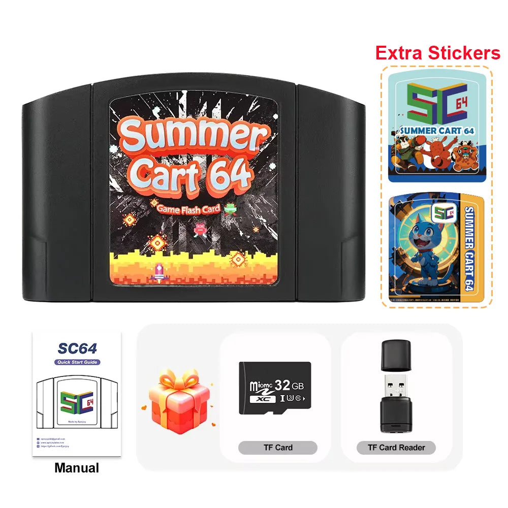 SummerCart 64 Open Source SC64 Flash Card – N64 Game Cartridge with 64DD Emulation & 5400+ Games Compatibility